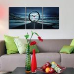 Casa si Gradina - Decoratiuni - Ceasuri - Ceas decorativ de perete, Wallxpert, panza piele de caprioara, multicolor, 3 piese, 90x38 cm - Infinity.ro