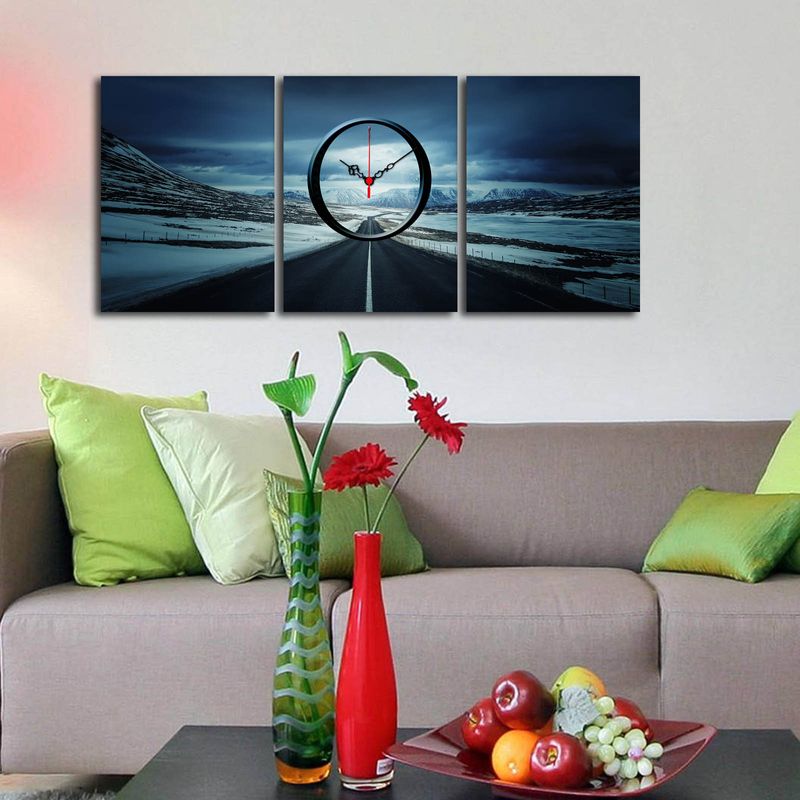 Casa si Gradina - Decoratiuni - Ceasuri - Ceas decorativ de perete, Wallxpert, panza piele de caprioara, multicolor, 3 piese, 90x38 cm - Infinity.ro