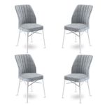Casa si Gradina - Mobilier - Scaune si fotolii - Scaune - Set scaune, Hanah Home, metal, gri si alb, 45x42x93 cm, babyface - Infinity.ro