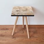Casa si Gradina - Mobilier - Mese si birouri - Mese living - Masa laterala, Hanah Home, mdf, bej alb, 35x35x42 cm - Infinity.ro