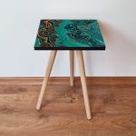 Casa si Gradina - Mobilier - Mese si birouri - Mese living - Masa laterala, Hanah Home, mdf, verde auriu negru, 35x35x42 cm - Infinity.ro