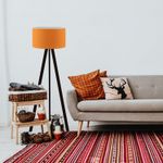 Casa si Gradina - Corpuri si surse de iluminat - Veioze si lampi - Lampadare - Lampadar, Opviq, pvc si picioare mdf, portocaliu, 140 cm - Infinity.ro