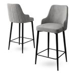 Casa si Gradina - Mobilier - Scaune si fotolii - Scaune - Set scaune de bar, Hanah Home, metal, gri si negru, 45x43x105 cm, 6 piese - Infinity.ro