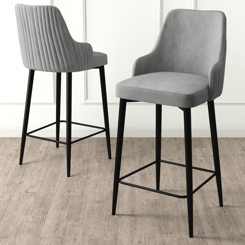 Casa si Gradina - Mobilier - Scaune si fotolii - Scaune - Set scaune de bar, Hanah Home, metal, gri si negru, 45x43x105 cm, 6 piese - Infinity.ro