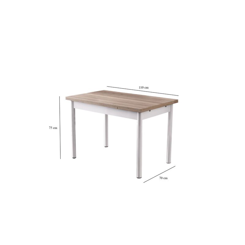 Casa si Gradina - Mobilier - Mese si birouri - Mese bucatarie si dining - Masa extensibila dining, Hanah Home, pal melaminat, stejar alb, 110x70x75 cm, extensibila pana la 170 cm - Infinity.ro
