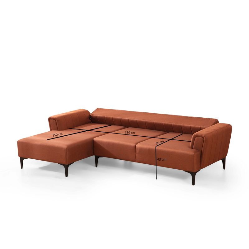 Casa si Gradina - Mobilier - Canapele si coltare - Coltare - Coltar extensibil, Hanah Home, lemn fag si pal, rosu tigla, 140x270x95 cm - Infinity.ro