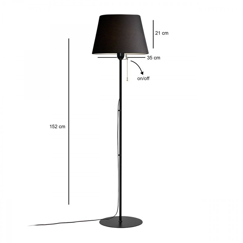 Casa si Gradina - Corpuri si surse de iluminat - Veioze si lampi - Lampadare - Lampadar, Opviq, metal, negru, inaltime 152 cm, diametru abajur 35 cm - Infinity.ro