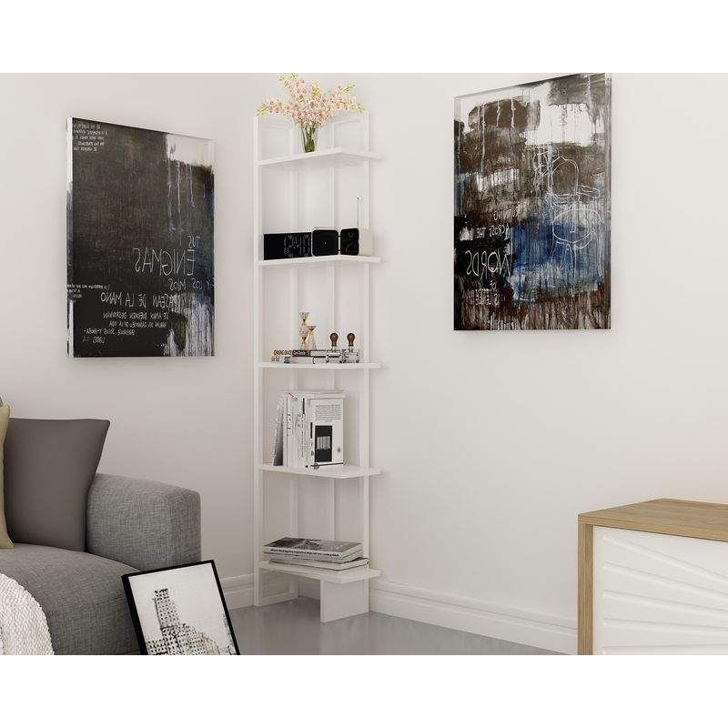 Casa si Gradina - Mobilier - Biblioteci si rafturi - Biblioteci - Biblioteca, Hanah Home, PAL melaminat, alb, 45x22x180 cm - Infinity.ro