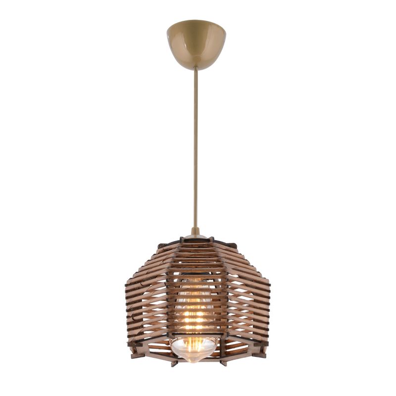 Casa si Gradina - Corpuri si surse de iluminat - Lustre si pendule - Lustra, Opviq, lemn, maro, capac bambus, 18x18x14 cm, inaltime 55 cm - Infinity.ro