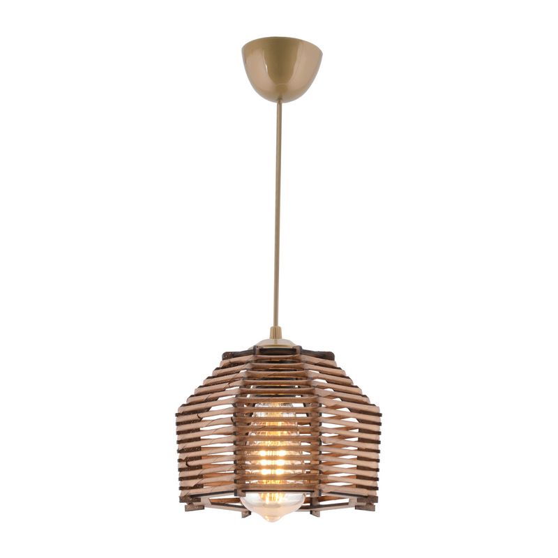 Casa si Gradina - Corpuri si surse de iluminat - Lustre si pendule - Lustra, Opviq, lemn, maro, capac bambus, 18x18x14 cm, inaltime 55 cm - Infinity.ro