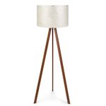 Casa si Gradina - Corpuri si surse de iluminat - Veioze si lampi - Lampadare - Lampadar, Opviq, mdf si pvc textil, maro si ecru, 38x140 cm - Infinity.ro