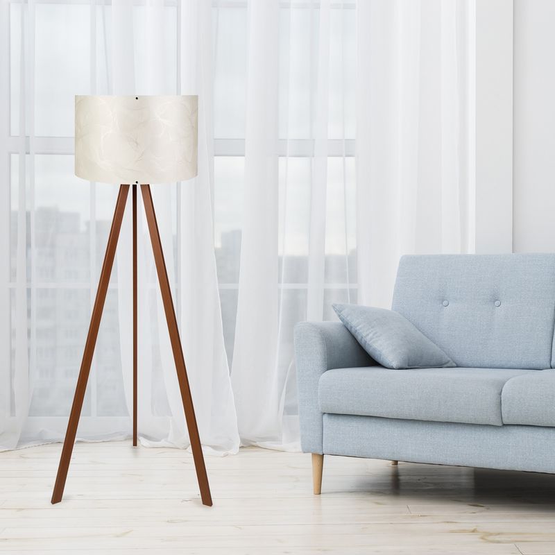 Casa si Gradina - Corpuri si surse de iluminat - Veioze si lampi - Lampadare - Lampadar, Opviq, mdf si pvc textil, maro si ecru, 38x140 cm - Infinity.ro