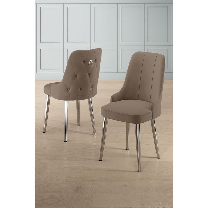 Casa si Gradina - Mobilier - Scaune si fotolii - Scaune - Set scaune, Hanah Home, lemn, cappuccino si crom, 46x46x94 cm, 6 piese - Infinity.ro