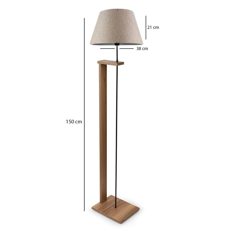 Casa si Gradina - Corpuri si surse de iluminat - Veioze si lampi - Lampadare - Lampadar, Opviq, lemn, bej si lemn, 21x38 cm, inaltime 150 cm - Infinity.ro