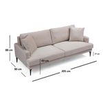 Casa si Gradina - Mobilier - Canapele si coltare - Canapele - Canapea 3 locuri, Hanah Home, lemn fag si pal, bej, 205x90x88 cm - Infinity.ro