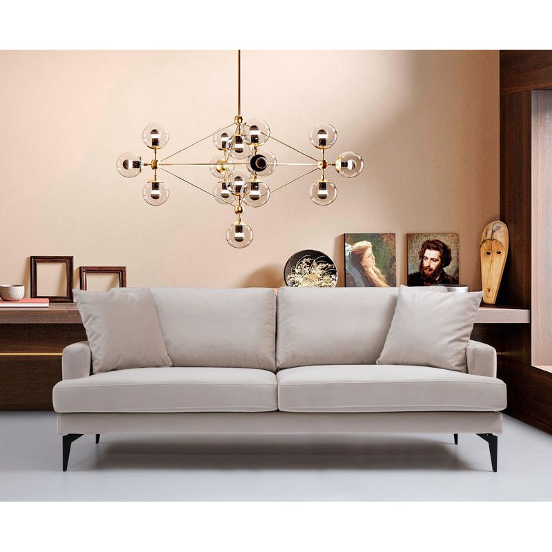 Casa si Gradina - Mobilier - Canapele si coltare - Canapele - Canapea 3 locuri, Hanah Home, lemn fag si pal, bej, 205x90x88 cm - Infinity.ro