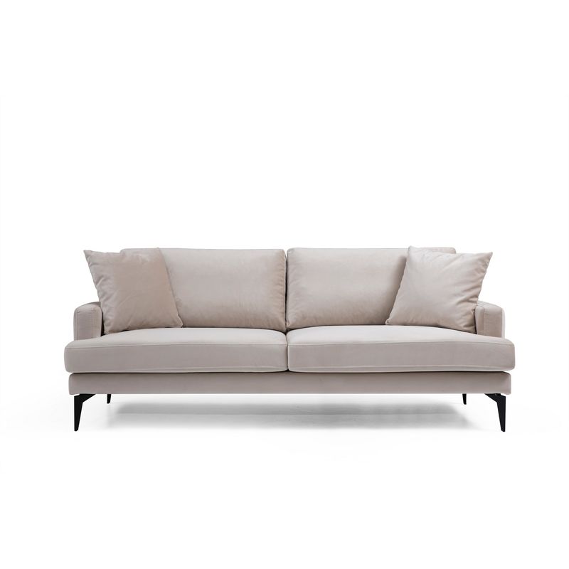 Casa si Gradina - Mobilier - Canapele si coltare - Canapele - Canapea 3 locuri, Hanah Home, lemn fag si pal, bej, 205x90x88 cm - Infinity.ro