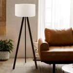 Casa si Gradina - Corpuri si surse de iluminat - Veioze si lampi - Lampadare - Lampadar, Opviq, material textil si mdf, crem, 21x38x140 cm - Infinity.ro