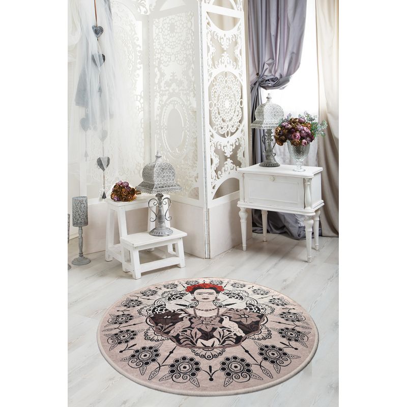 Casa si Gradina - Textile si covoare - Covoare - Covoare casa - Covor rotund, Conceptum Hypnose, multicolor, 140 cm, 100% poliester, antiderapant, lavabil la masina, 882CHL1075 - Infinity.ro