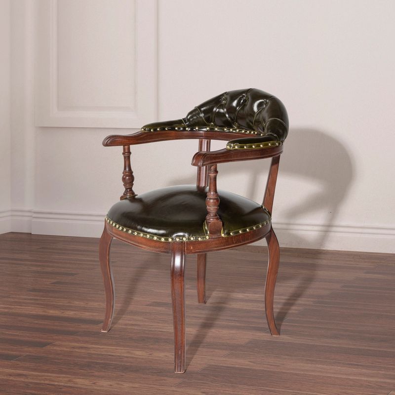 Casa si Gradina - Mobilier - Scaune si fotolii - Fotolii - Fotoliu, Hanah Home, lemn masiv, nuc si verde inchis, 52x88x50 cm - Infinity.ro