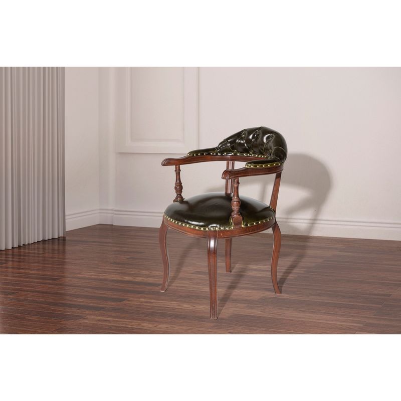 Casa si Gradina - Mobilier - Scaune si fotolii - Fotolii - Fotoliu, Hanah Home, lemn masiv, nuc si verde inchis, 52x88x50 cm - Infinity.ro