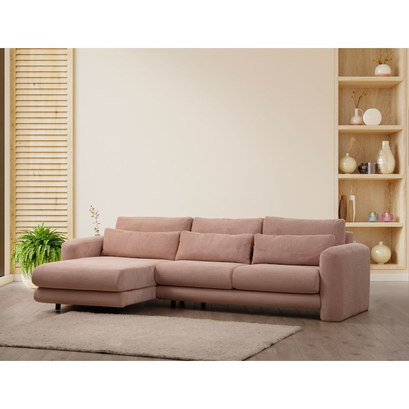 Casa si Gradina - Mobilier - Canapele si coltare - Coltare - Coltar, Hanah Home, lemn de fag si pal, roz, 290x165x97 cm - Infinity.ro