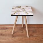 Casa si Gradina - Mobilier - Mese si birouri - Mese living - Masa laterala, Hanah Home, mdf, alb auriu gri, 35x35x42 cm - Infinity.ro