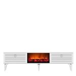 Casa si Gradina - Mobilier - Comode si corpuri - Comode - Comoda tv cu semineu, Hanah Home, pal melaminat, alb, 150x44.6x29.6 cm - Infinity.ro