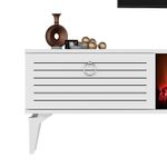 Casa si Gradina - Mobilier - Comode si corpuri - Comode - Comoda tv cu semineu, Hanah Home, pal melaminat, alb, 150x44.6x29.6 cm - Infinity.ro