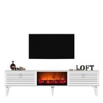Casa si Gradina - Mobilier - Comode si corpuri - Comode - Comoda tv cu semineu, Hanah Home, pal melaminat, alb, 150x44.6x29.6 cm - Infinity.ro
