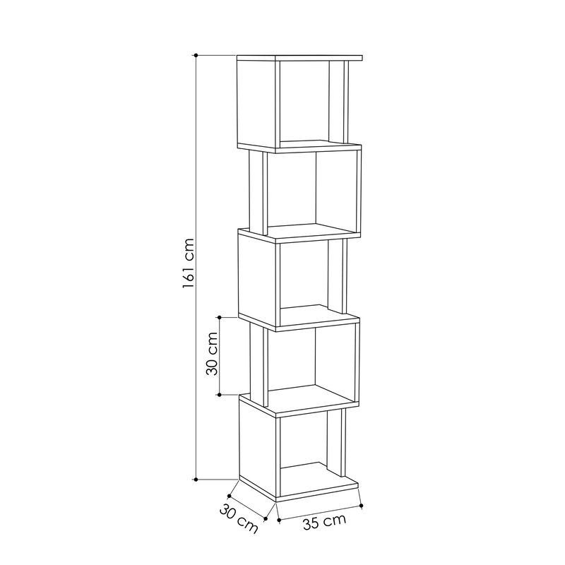 Casa si Gradina - Mobilier - Biblioteci si rafturi - Biblioteci - Biblioteca, Hanah Home, pal melaminat, alb si moka deschis, 35x30x161 cm - Infinity.ro