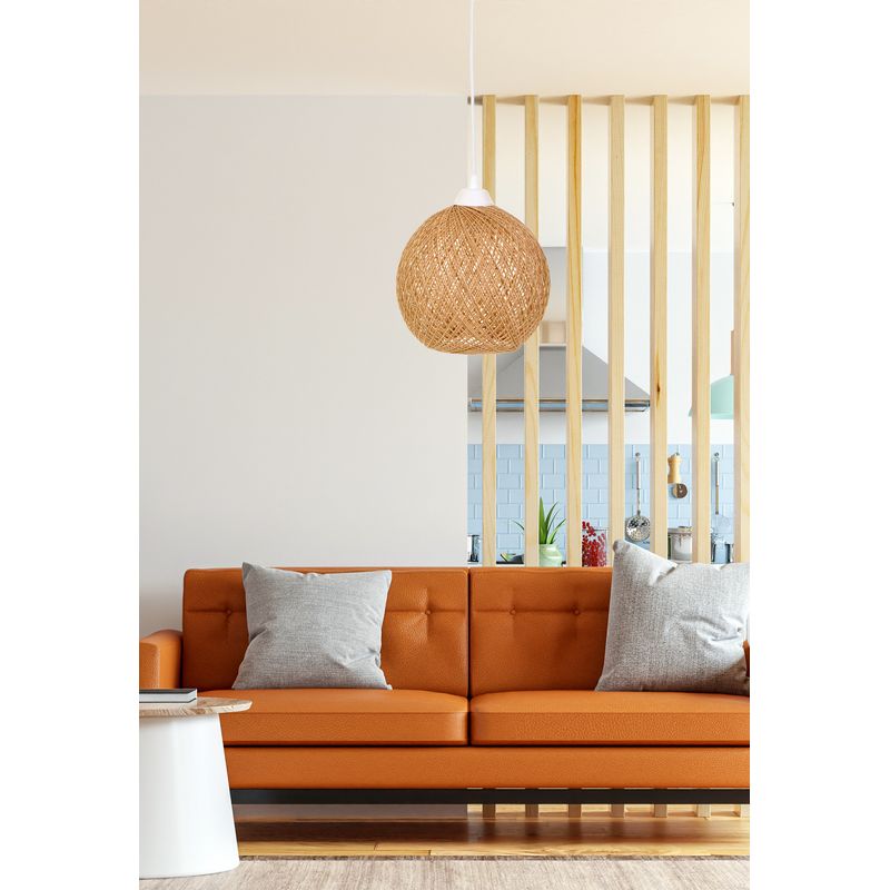 Casa si Gradina - Corpuri si surse de iluminat - Lustre si pendule - Lustra, Opviq, iuta, ecru si maro, 24x22x55 cm, handmade - Infinity.ro