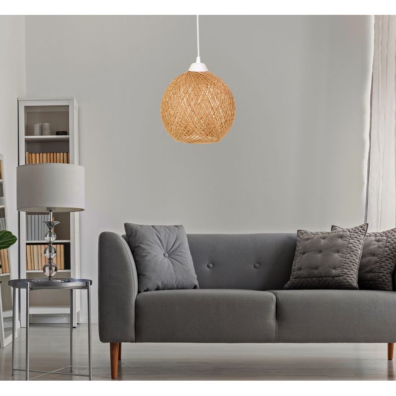 Casa si Gradina - Corpuri si surse de iluminat - Lustre si pendule - Lustra, Opviq, iuta, ecru si maro, 24x22x55 cm, handmade - Infinity.ro