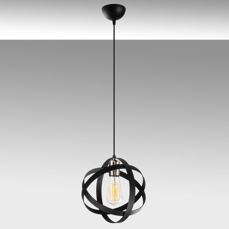 Casa si Gradina - Corpuri si surse de iluminat - Lustre si pendule - Lustra, Opviq, metal, negru si nichel, diametru 25 cm, inaltime reglabila - Infinity.ro