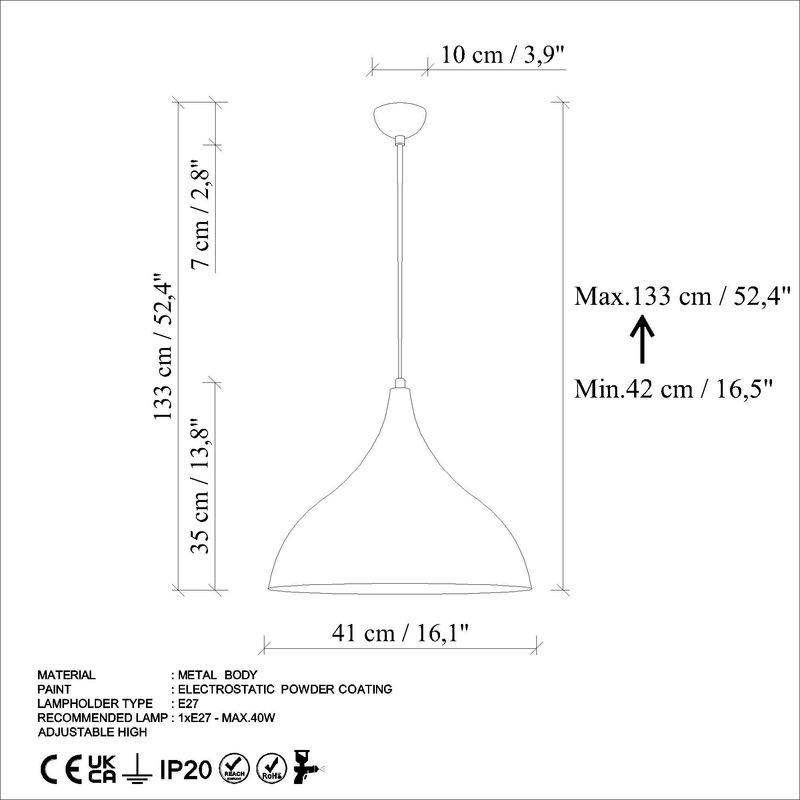 Casa si Gradina - Corpuri si surse de iluminat - Lustre si pendule - Lustra, Opviq, metal, turcoaz, diametru 40 cm, inaltime reglabila 42-133 cm - Infinity.ro