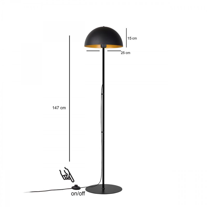 Casa si Gradina - Corpuri si surse de iluminat - Veioze si lampi - Lampadare - Lampadar, Opviq, metal, negru, inaltime 147 cm, diametru abajur 25 cm - Infinity.ro