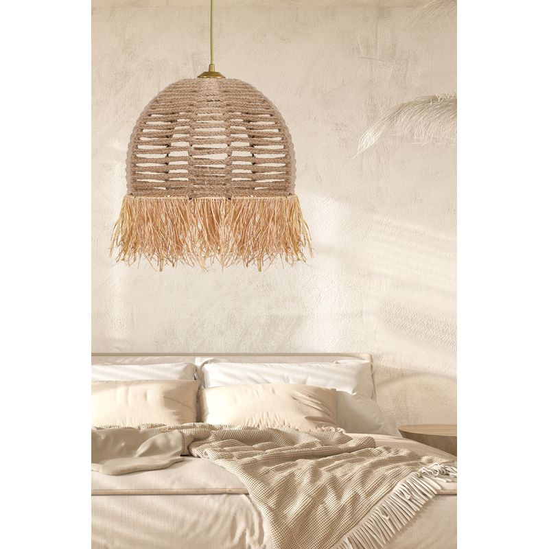 Casa si Gradina - Corpuri si surse de iluminat - Lustre si pendule - Lustra, Opviq, metal si bumbac, crem, diametru 30 cm, inaltime 80 cm - Infinity.ro