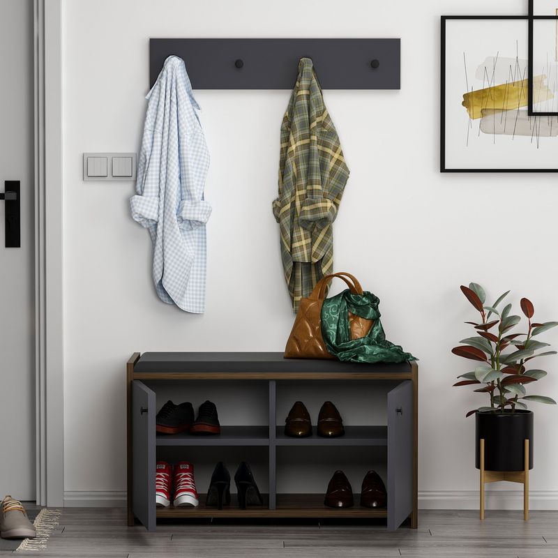 Casa si Gradina - Mobilier - Dulapuri si sifoniere - Dulapuri pantofi - Dulap pantofi, Hanah Home, pal melaminat, antracit, 80x45x35 cm - Infinity.ro