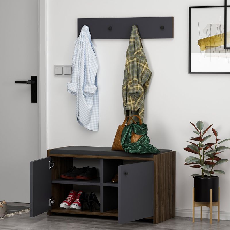 Casa si Gradina - Mobilier - Dulapuri si sifoniere - Dulapuri pantofi - Dulap pantofi, Hanah Home, pal melaminat, antracit, 80x45x35 cm - Infinity.ro
