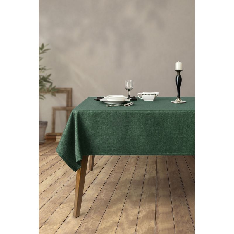 Casa si Gradina - Textile si covoare - Textile bucatarie - Fete de masa - Fata de masa, Hermia, nuc si verde, 150x250 cm, 100% poliester, lavabila la masina - Infinity.ro