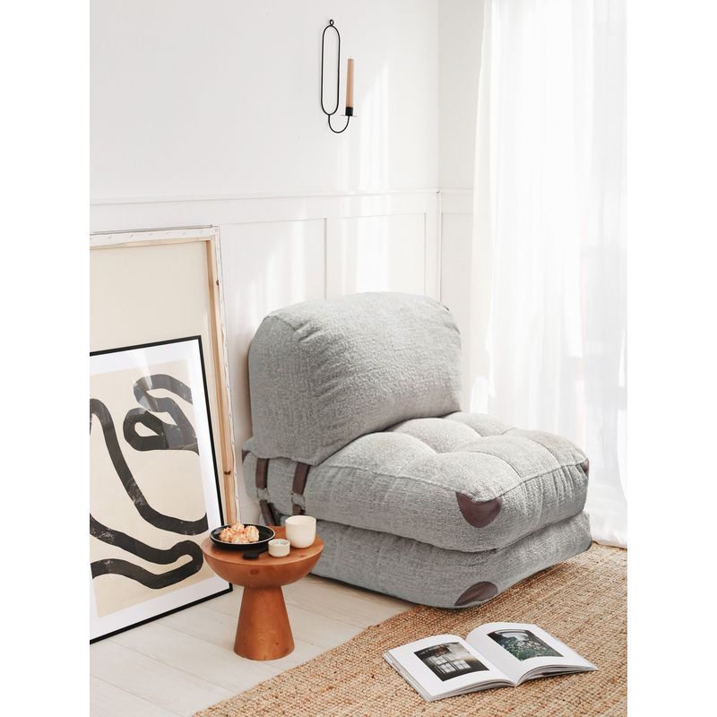 Casa si Gradina - Mobilier - Canapele si coltare - Canapele - Canapea extensibila, Hanah Home, teddy 100% poliester, gri, 80x70x60 cm - Infinity.ro