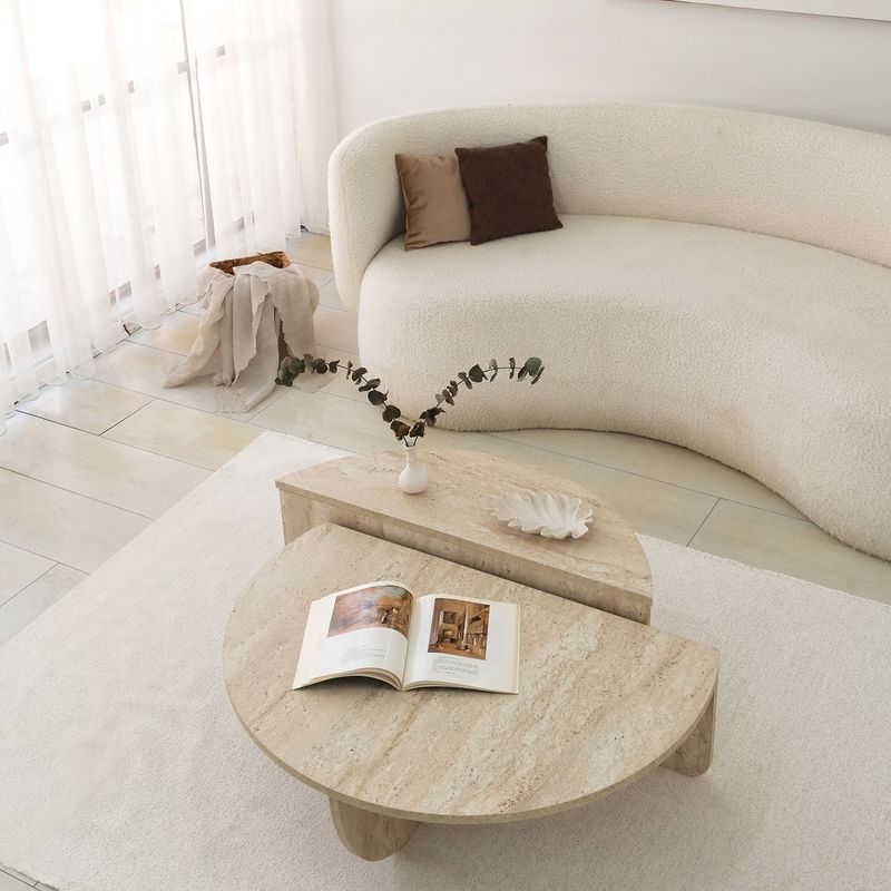 Casa si Gradina - Mobilier - Mese si birouri - Masute de cafea - Masa de cafea, Hanah Home, pal melaminat, travertin, 90x35 cm - Infinity.ro