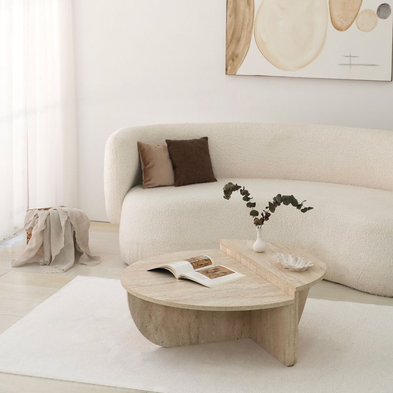 Casa si Gradina - Mobilier - Mese si birouri - Masute de cafea - Masa de cafea, Hanah Home, pal melaminat, travertin, 90x35 cm - Infinity.ro