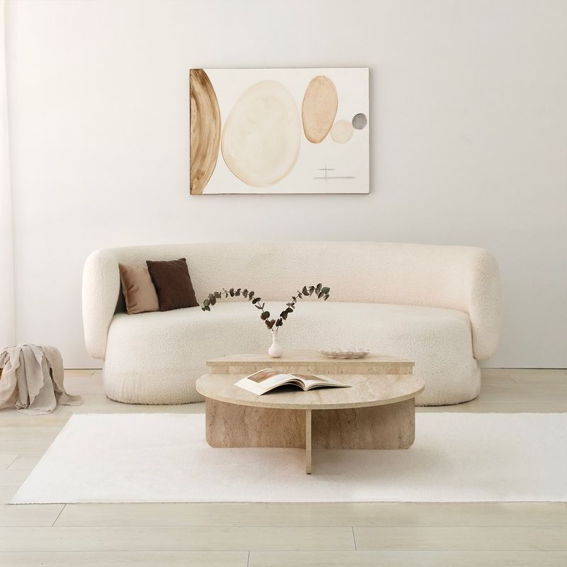 Casa si Gradina - Mobilier - Mese si birouri - Masute de cafea - Masa de cafea, Hanah Home, pal melaminat, travertin, 90x35 cm - Infinity.ro