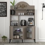 Casa si Gradina - Mobilier - Comode si corpuri - Corpuri bucatarie - Dulap bar de cafea, Hanah Home, pal melaminat, atlas si negru, 120x35x202 cm - Infinity.ro