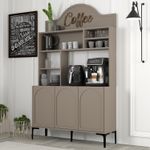 Casa si Gradina - Mobilier - Comode si corpuri - Corpuri bucatarie - Dulap bar de cafea, Hanah Home, pal melaminat, atlas si negru, 120x35x202 cm - Infinity.ro