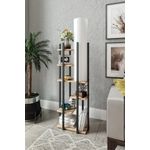 Casa si Gradina - Corpuri si surse de iluminat - Veioze si lampi - Lampadare - Lampadar, Opviq, pal, mdf, material textil, negru alb natural, 45x25x150 cm - Infinity.ro