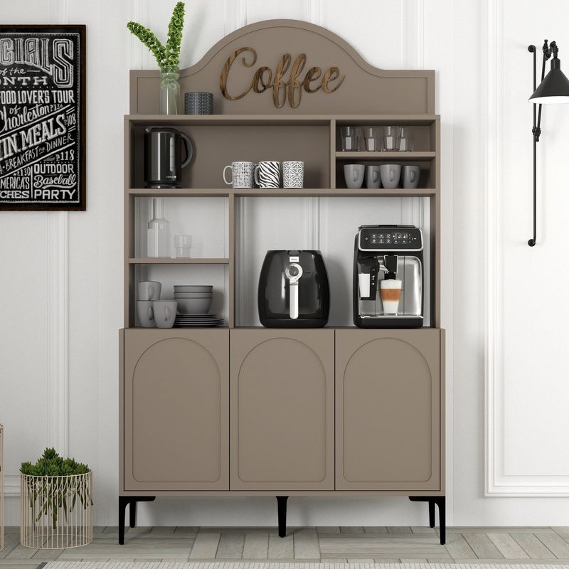Casa si Gradina - Mobilier - Comode si corpuri - Corpuri bucatarie - Dulap bar de cafea, Hanah Home, pal melaminat, atlas si negru, 120x35x202 cm - Infinity.ro