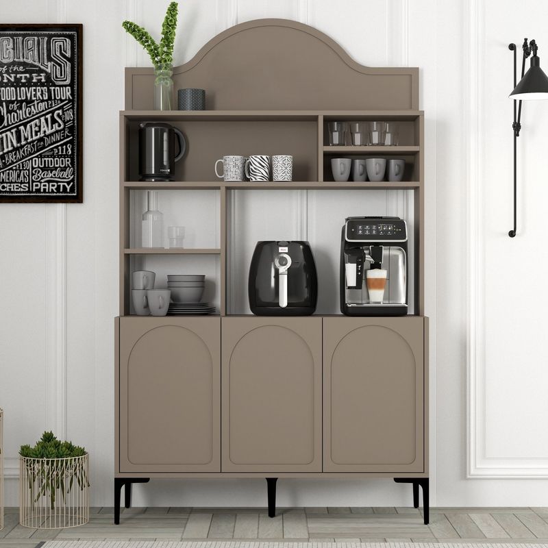 Casa si Gradina - Mobilier - Comode si corpuri - Corpuri bucatarie - Dulap bar de cafea, Hanah Home, pal melaminat, atlas si negru, 120x35x202 cm - Infinity.ro