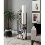 Casa si Gradina - Corpuri si surse de iluminat - Veioze si lampi - Lampadare - Lampadar, Opviq, pal, mdf, material textil, negru alb natural, 45x25x150 cm - Infinity.ro